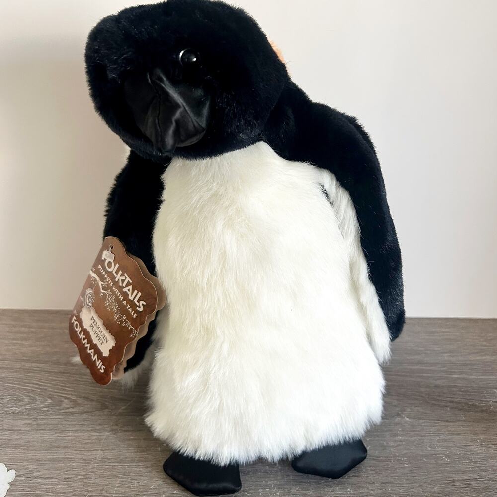 Folkmanis Folktails Emperor Penguin Plush Hand Puppet 15” Stuffed Animal NWT